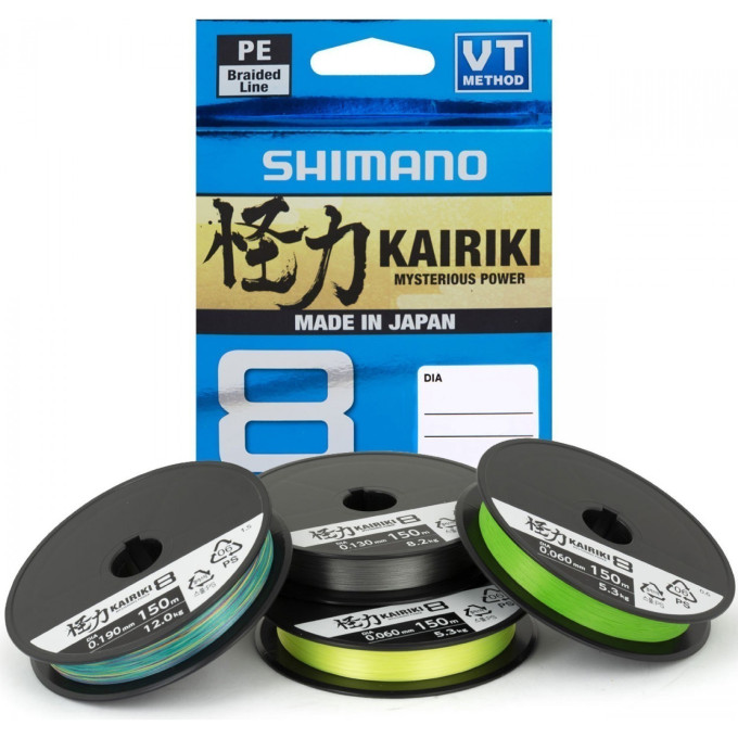 Леска плетёная SHIMANO KAIRIKI 8 PE 150м зеленая 0,160 мм 10,3 кг 59WPLA58R03